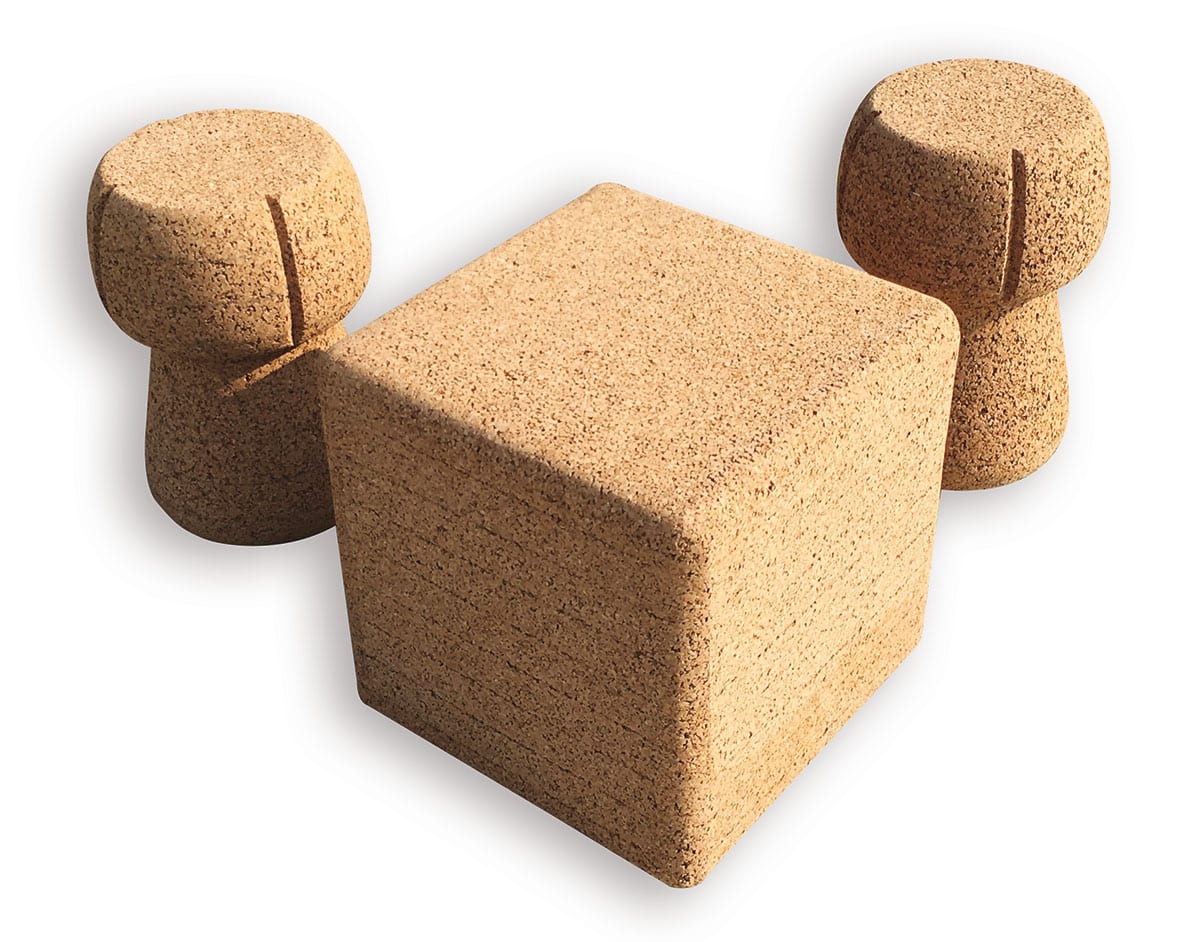SugherTop – Tavolino in sughero biondo naturale della nuova linea SugherDesign