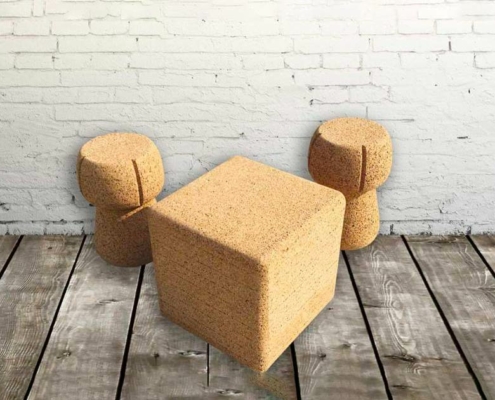 SugherTop – Tavolino in sughero biondo naturale della nuova linea SugherDesign